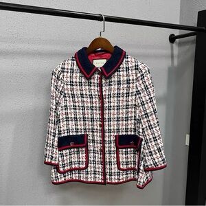 authentic Gucci Women's Checkered Cape - Red, Blue, White